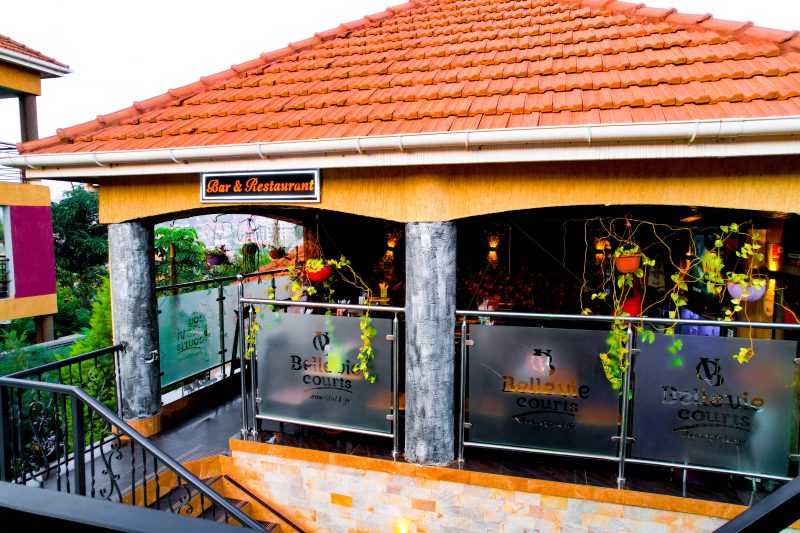 The bar and restaurant terrace at Belle Vie Courts